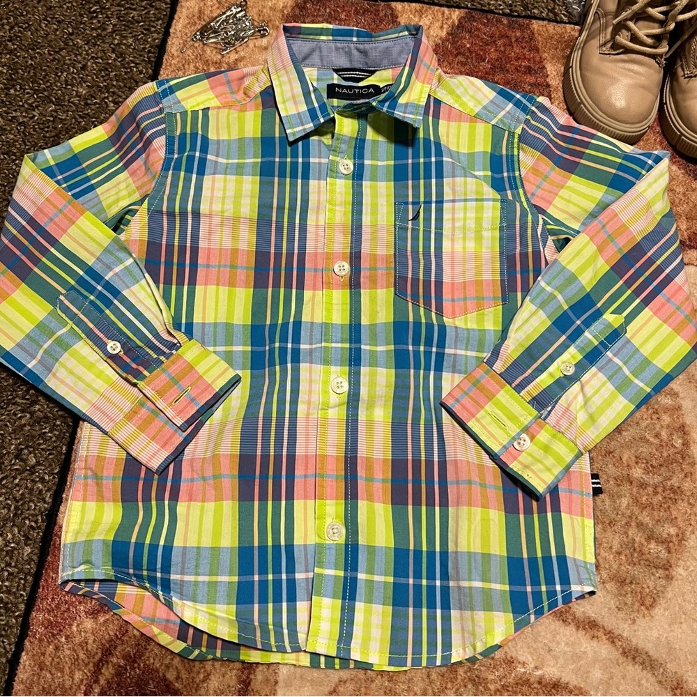 Nautica Kids Colorful Plaid Button Down Shirt